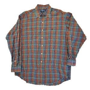 Ralph Lauren Vintage Red Plaid Button Up Shirt Blake Cotton Men's L